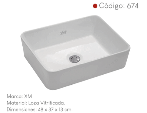 Ovalin de loza blanca encimera 674 XM